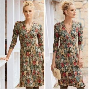 Peruvian Connection Wild Flower Fontinelle V Neck Jersey Dress Size M